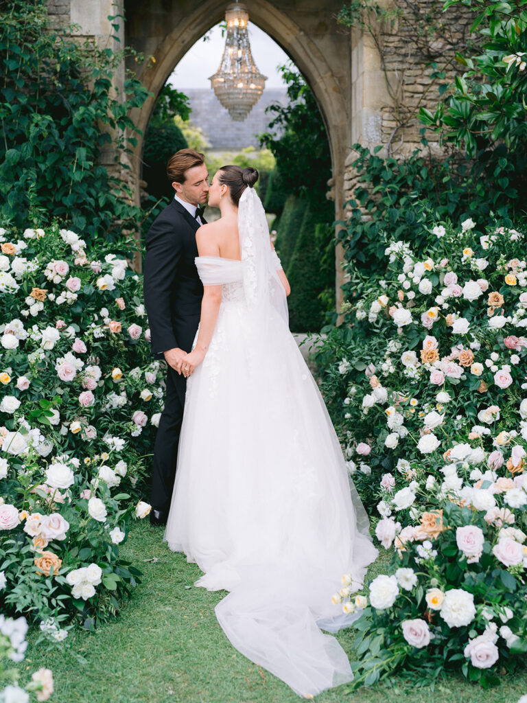 Euridge Manor cotswolds wedding venue ceremony chandelier flowers by Flourish and Grace