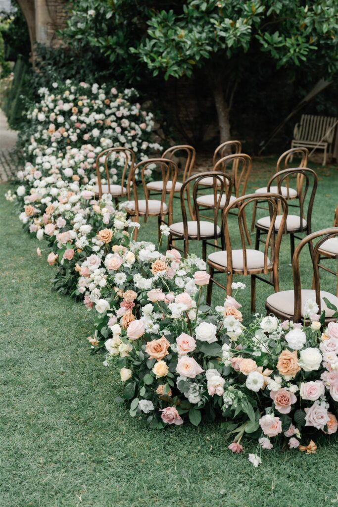 Euridge Manor cotswolds wedding venue ceremony chandelier flowers by Flourish and Grace