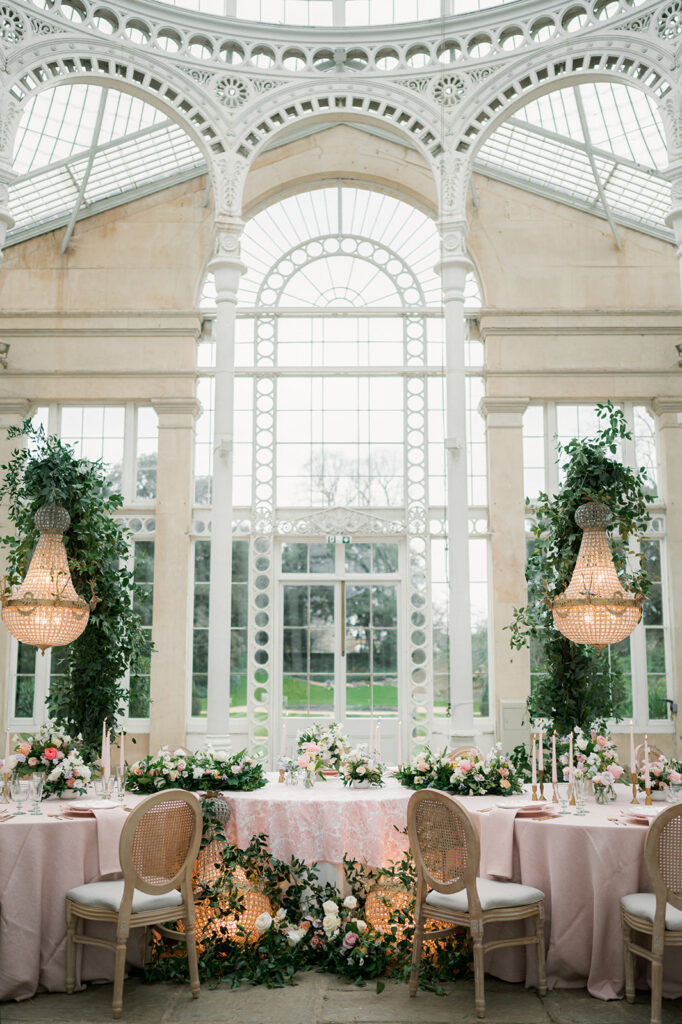 Syon park london wedding venue table flowers